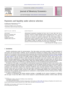 Journal of Monetary Economics Payments and liquidity under adverse selection Guillaume Rocheteau