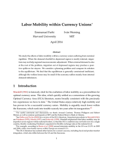 Labor Mobility within Currency Unions ∗ Emmanuel Farhi Iván Werning