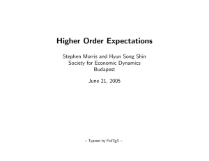 Higher Order Expectations Stephen Morris and Hyun Song Shin Budapest