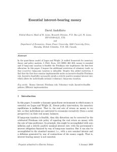 Essential interest-bearing money David Andolfatto