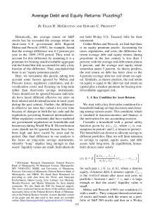 Average Debt and Equity Returns: Puzzling? By E R. M