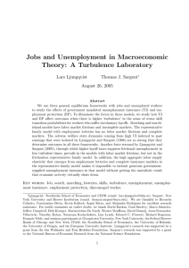 Jobs and Unemployment in Macroeconomic Theory: A Turbulence Laboratory Lars Ljungqvist