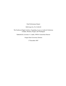 Final Performance Report NEH Grant No. PA-51284-05
