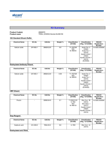 Kit Summary Product Code(s) Product name 10X Standard Diluent Buffer