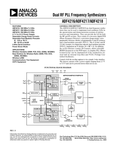 a Dual RF PLL Frequency Synthesizers ADF4216/ADF4217/ADF4218