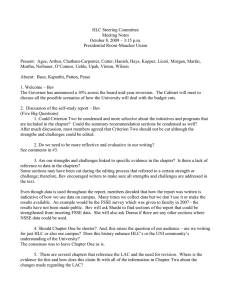 HLC Steering Committee Meeting Notes October 8, 2009 – 3:15 p.m.
