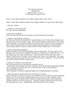 HLC Steering Committee Meeting Notes March 25, 2010 – 3:15 p.m.