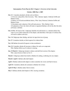 Subcommittee Work Plan for HLC Chapter 1: Overview of the University  October, 2008­May 1, 2009  Oct. 13