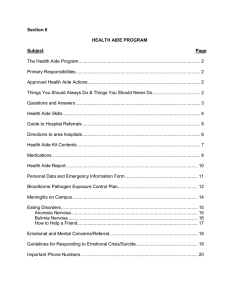 Section 6  HEALTH AIDE PROGRAM  Subject  Page