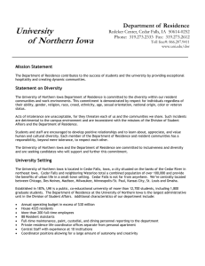 University of  Northern Iowa  Department of  Residence