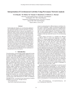 Interpretation of Crowdsourced Activities Using Provenance Network Analysis T. D. Huynh,