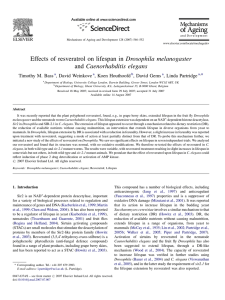 Effects of resveratrol on lifespan in Drosophila melanogaster and Caenorhabditis elegans ,