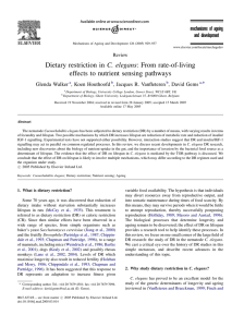 Dietary restriction in C. elegans: From rate-of-living Glenda Walker , Koen Houthoofd