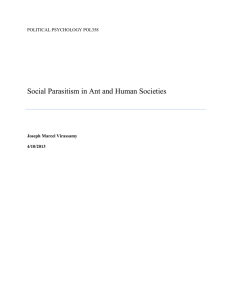 Social Parasitism in Ant and Human Societies POLITICAL PSYCHOLOGY POL358