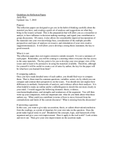 Guidelines for Reflection Papers Andy Hira Updated: Jan. 7, 2010