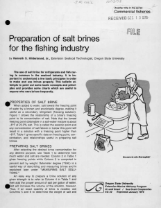 en Preparation of salt brines for the fishing industry J^