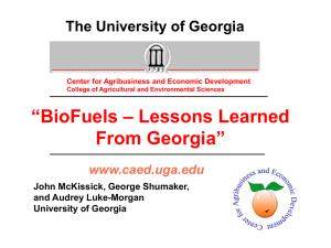 “BioFuels – Lessons Learned From Georgia” The University of Georgia www.caed.uga.edu