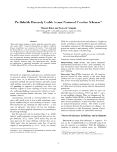 Publishable Humanly Usable Secure Password Creation Schemas*