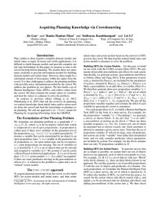 Acquiring Planning Knowledge via Crowdsourcing Jie Gao and Hankz Hankui Zhuo