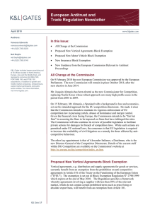 European Antitrust and Trade Regulation Newsletter  In this Issue: