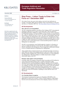 European Antitrust and Trade Regulation Newsletter Force on 1 December 2009