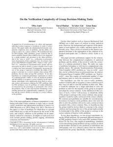 On the Verification Complexity of Group Decision-Making Tasks Ofra Amir Yuval Shahar