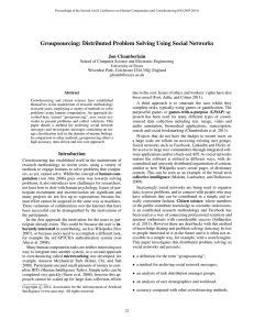 Groupsourcing: Distributed Problem Solving Using Social Networks Jon Chamberlain