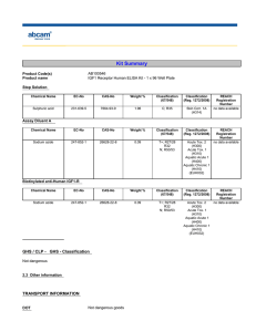 Kit Summary Product Code(s) Product name Stop Solution