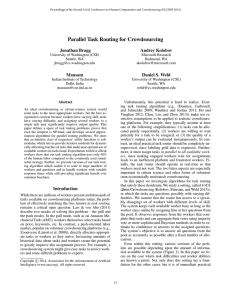 Parallel Task Routing for Crowdsourcing Jonathan Bragg Andrey Kolobov