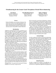 Friendsourcing for the Greater Good: Perceptions of Social Microvolunteering Erin Brady