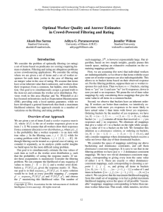 Optimal Worker Quality and Answer Estimates in Crowd-Powered Filtering and Rating