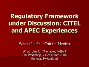 Regulatory Framework under Discussion: CITEL and APEC Experiences Salma Jalife – Cofetel México