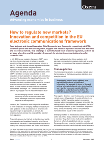 Agenda How to regulate new markets? Innovation and competition in the EU
