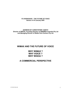 ITU WORKSHOP - THE FUTURE OF VOICE Geneva 15-16 January 2007
