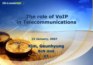 The role of VoIP in Telecommunications Kim, Geunhyung BcN Unit
