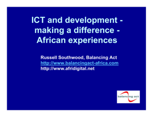 ICT and development - making a difference - African experiences
