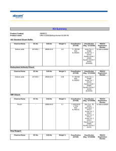 Kit Summary Product Code(s) Product name 10X Standard Diluent Buffer