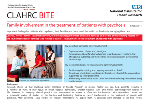 CLAHRC BITE  Family involvement in the treatment of patients with psychosis