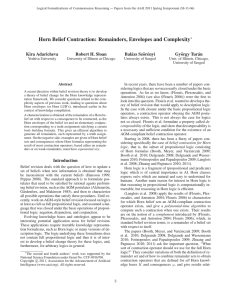 Horn Belief Contraction: Remainders, Envelopes and Complexity Kira Adaricheva Robert H. Sloan