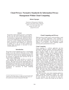 Cloud Privacy: Normative Standards for Information Privacy Management Within Cloud Computing