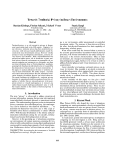 Towards Territorial Privacy in Smart Environments Frank Kargl