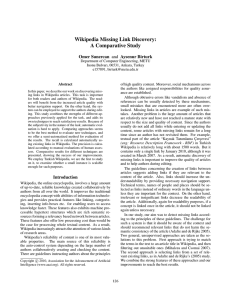 Wikipedia Missing Link Discovery: A Comparative Study Omer Sunercan and Aysenur Birturk