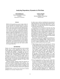 Analysing Dependency Dynamics in Web Data Felix Bießmann Andreas Harth