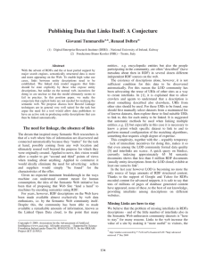 Publishing Data that Links Itself: A Conjecture Giovanni Tummarello , Renaud Delbru