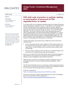 Hedge Funds / Investment Management Alert to remuneration of personnel at FSA
