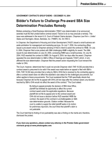 Bidder’s Failure to Challenge Pre-award SBA Size Determination Precludes Remedy
