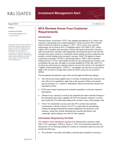 Investment Management Alert NFA Revises Know-Your-Customer Requirements
