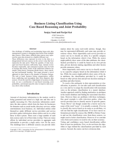 Business Listing Classification Using Case Based Reasoning and Joint Probability