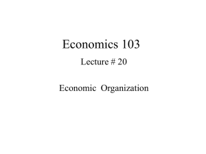 Economics 103 Lecture # 20 Economic  Organization
