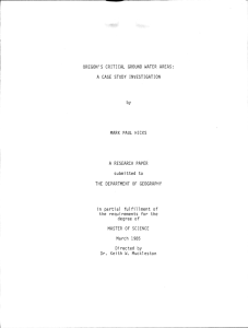 OREGON'S CRITICAL GROUND WATER AREAS: A CASE STUDY INVESTIGATION